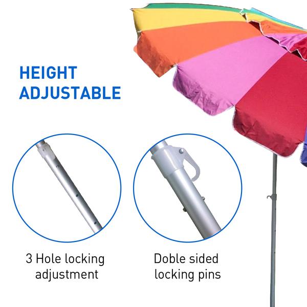 8-foot adjustable beach umbrella with sand screw and carry bag